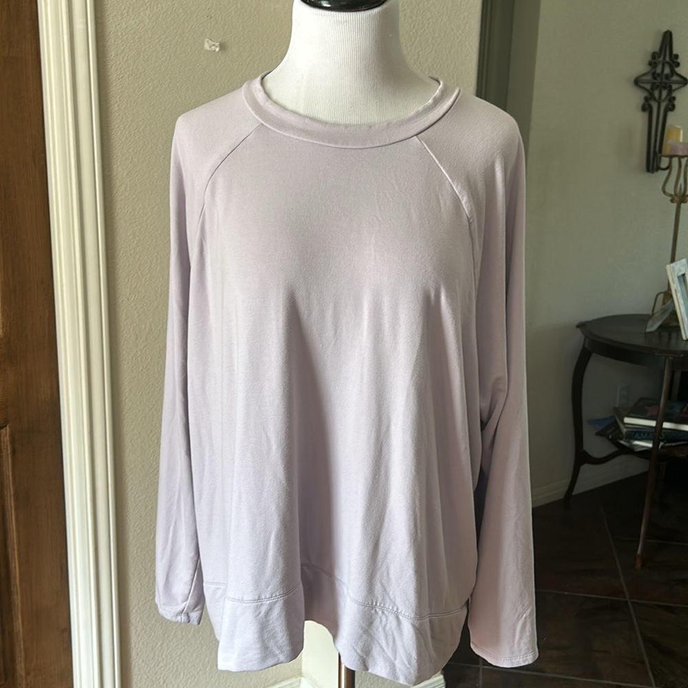 J Jill Crewneck Pullover Cozy Top Oversized Lilac Beachy Large Lavender Purple